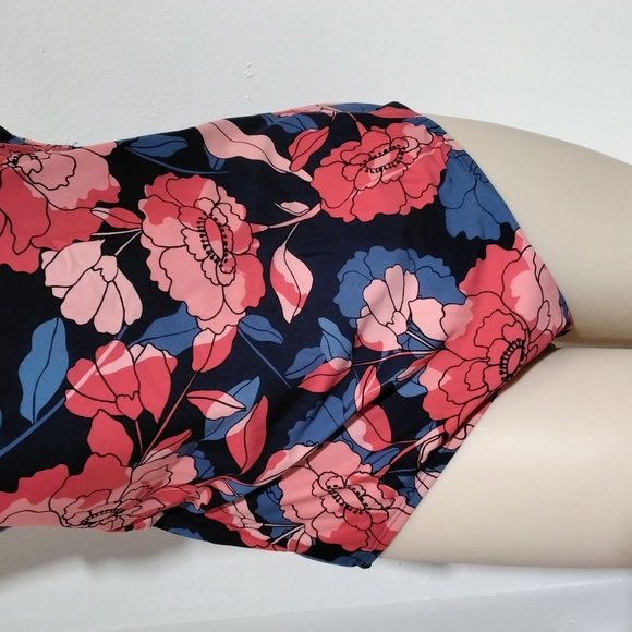 Kona Sol Floral 1 Piece Bathing Suit w/Tie Back and Adjustable Straps Size L - Picture 3 of 16